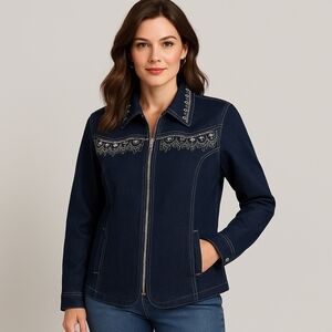 VINTAGE CHRISTINE ALEXANDER DENIM JACKET WITH SWAROVSKI CRYSTALS